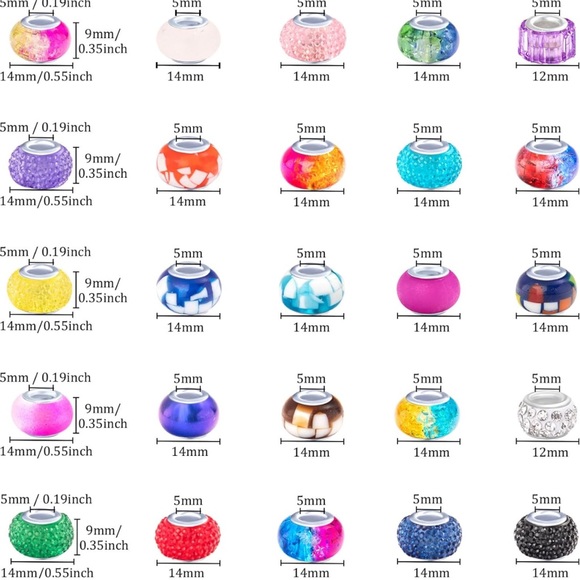 European Large Hole Beads All Purple Lot of 6 - Picture 9 of 9